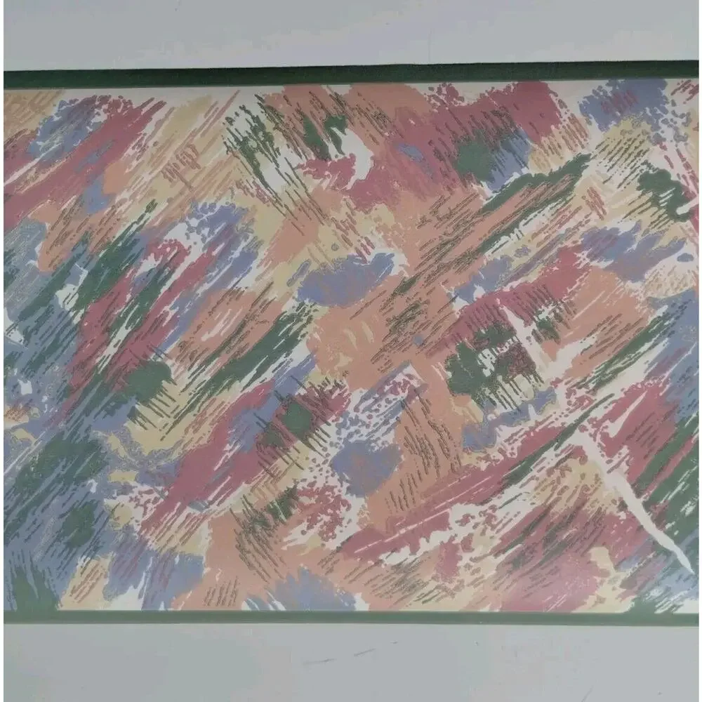 Pre-pasted Decorative Wall Border 5 yds - Pink Blue Green Yellow Splashes Paint